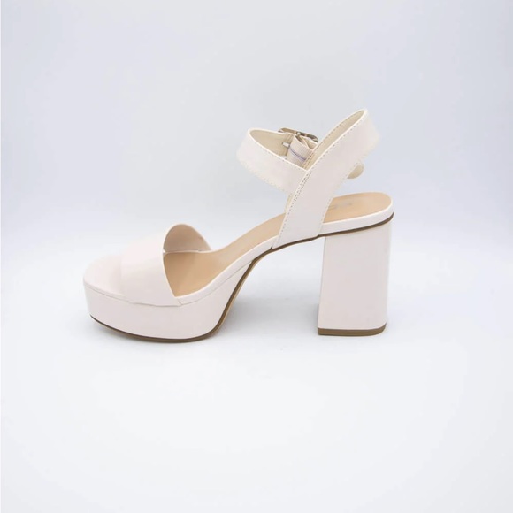OFF WHITE MACEY OPEN TOE ANKLE STRAP PLATFORM FAUX LEATHER STRAPPY SANDALS NIB - Picture 6 of 6
